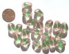 20 15x10mm Two Tone Pink Green Nuggets